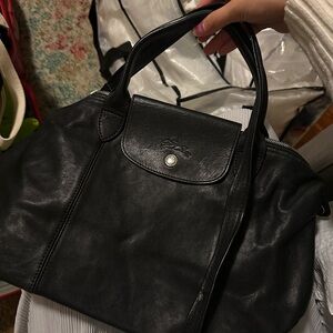Longchamp Black Real Leather crossbody bag